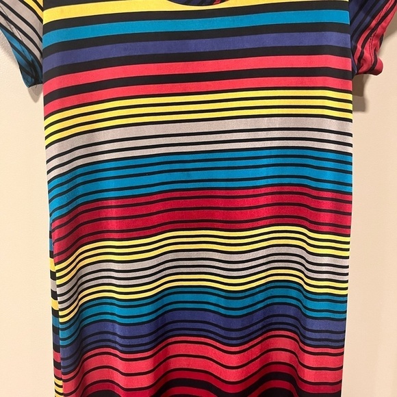 Vintage Mi Manchi Retro Rainbow Stripe Short Sleeve Y2K Maxi Dress Small Artsy - Picture 5 of 9